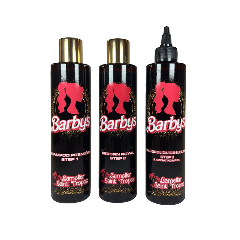 KIT BARBYS LAMELLAR SAINT TROPEZ (STEP 1+2+3) Shampoo premiere 250 ml, Reborn royal 250 ml, masque liquide 250 ml