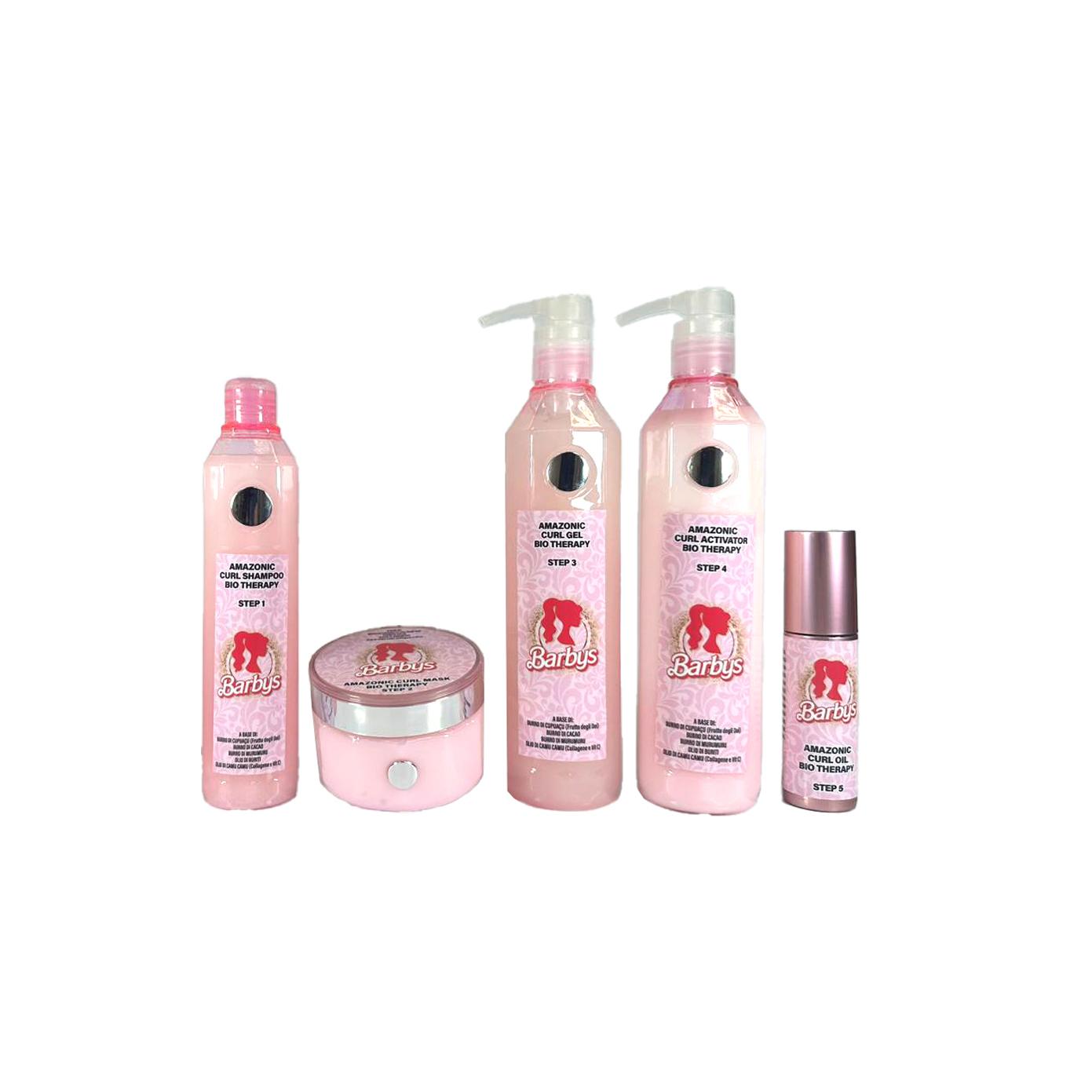 KIT BARBYS AMAZON CURL THERAPY (Shampoo + Mask + Gel + Activator + Oil)